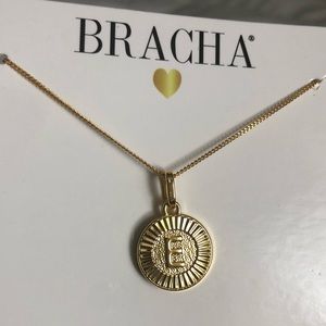 Bracha letter E initial medallion necklace